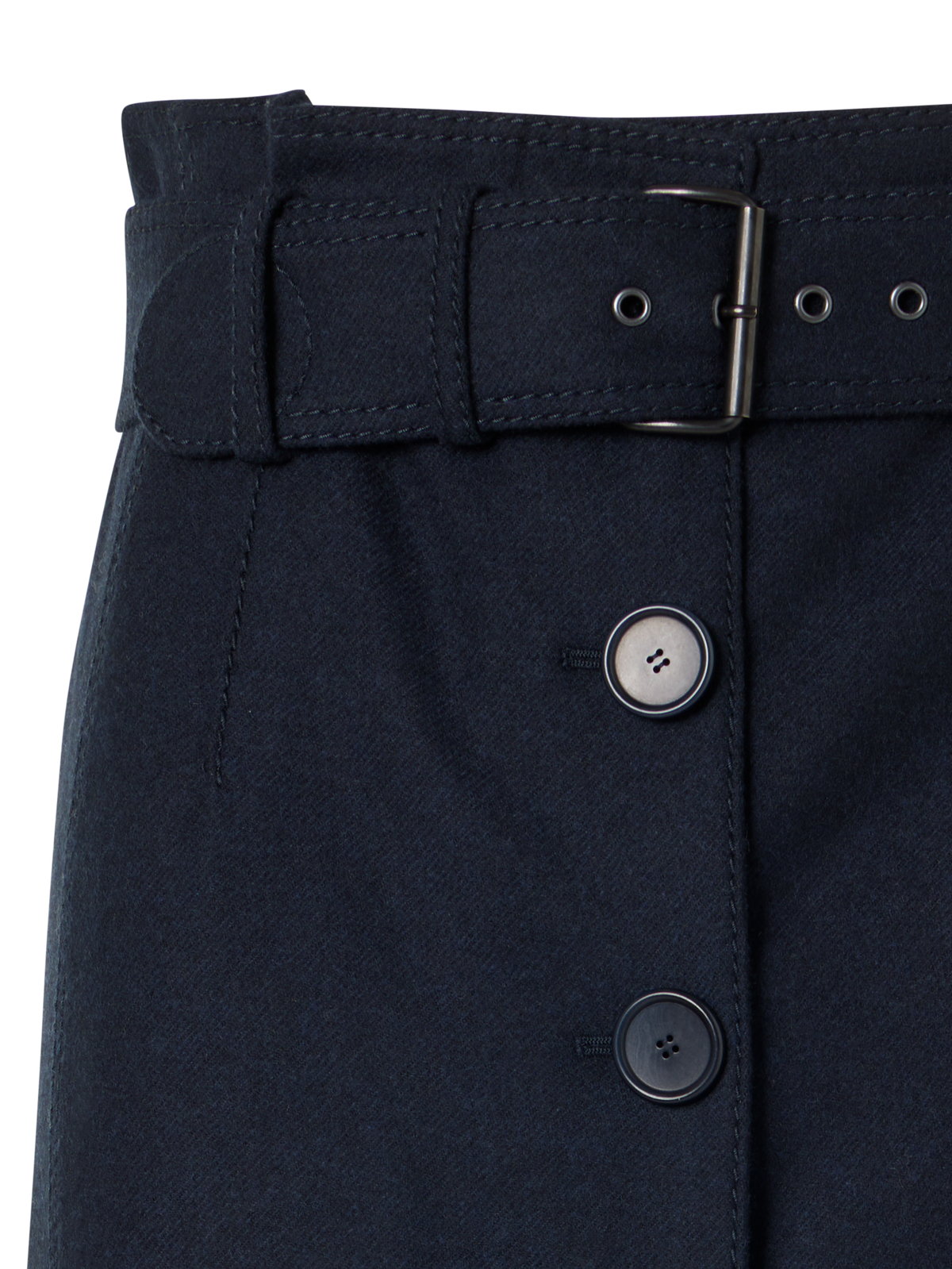 Designer Bleistiftrock aus Wollflanell mit hohem Bund - Dunkelblau