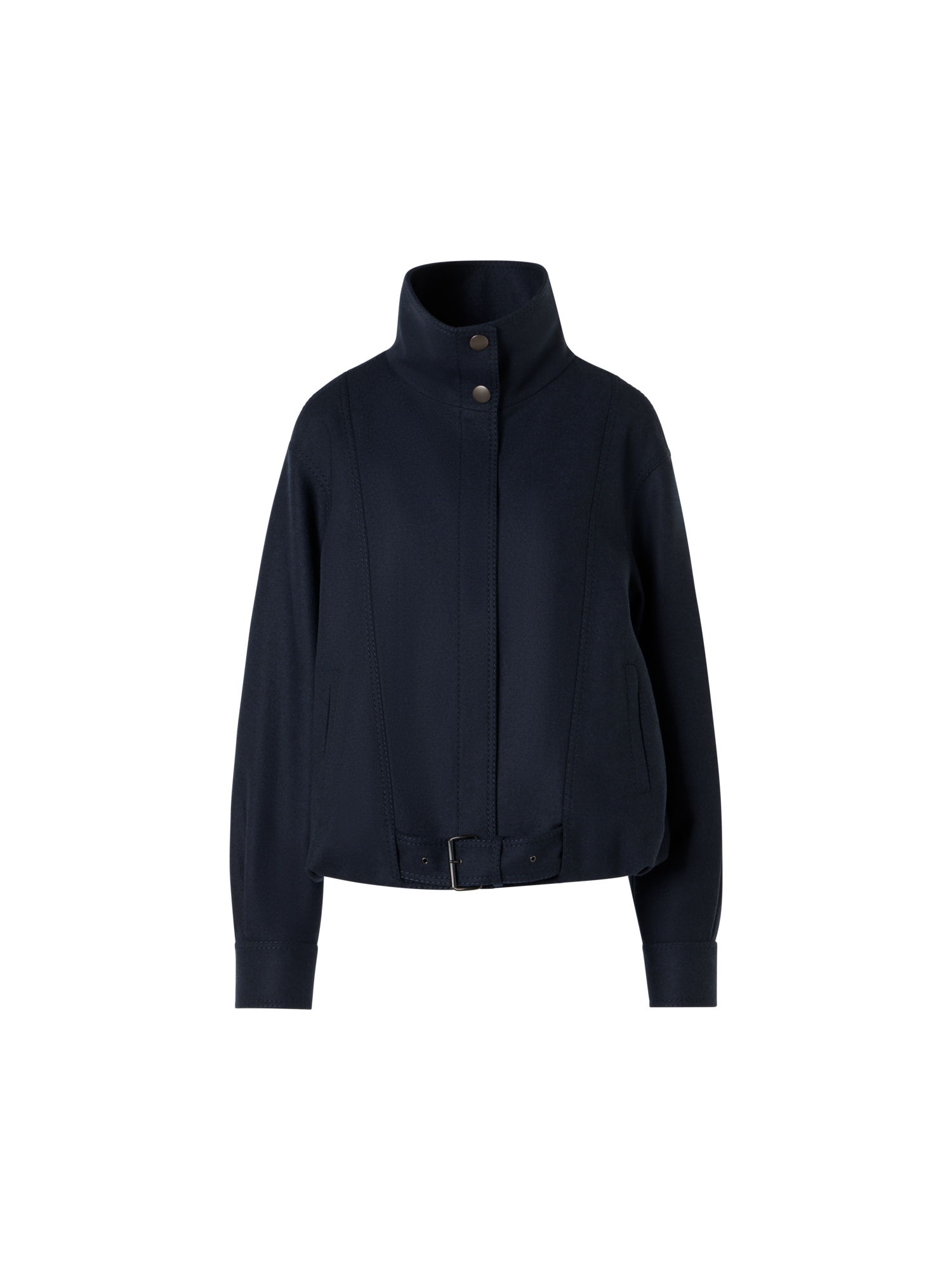 Designer Blouson aus schwerem Wollflanell - Blau - Dunkelblau