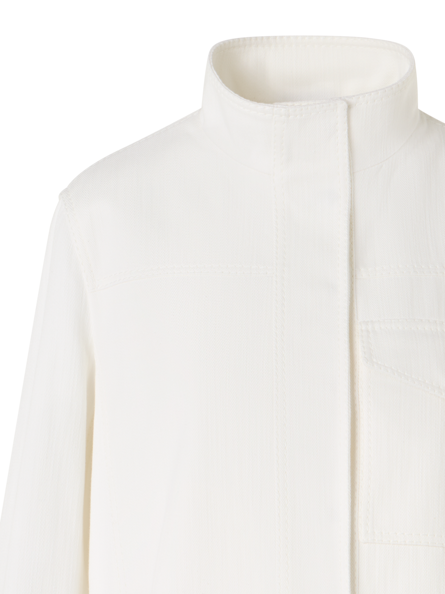 Designer Langärmelige Denim-Jacke aus Baumwoll-Stretch-Denim - Weiss