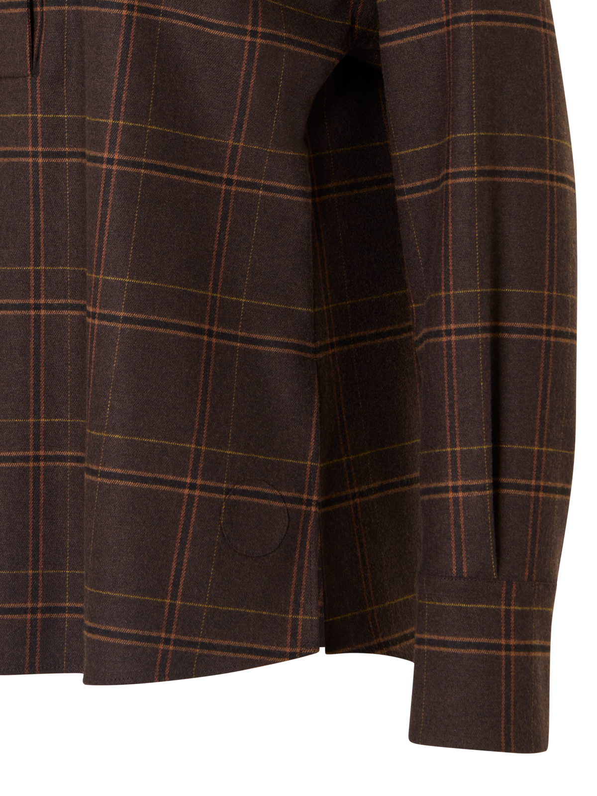 Designer Kastige Karobluse aus Flanell - Braun