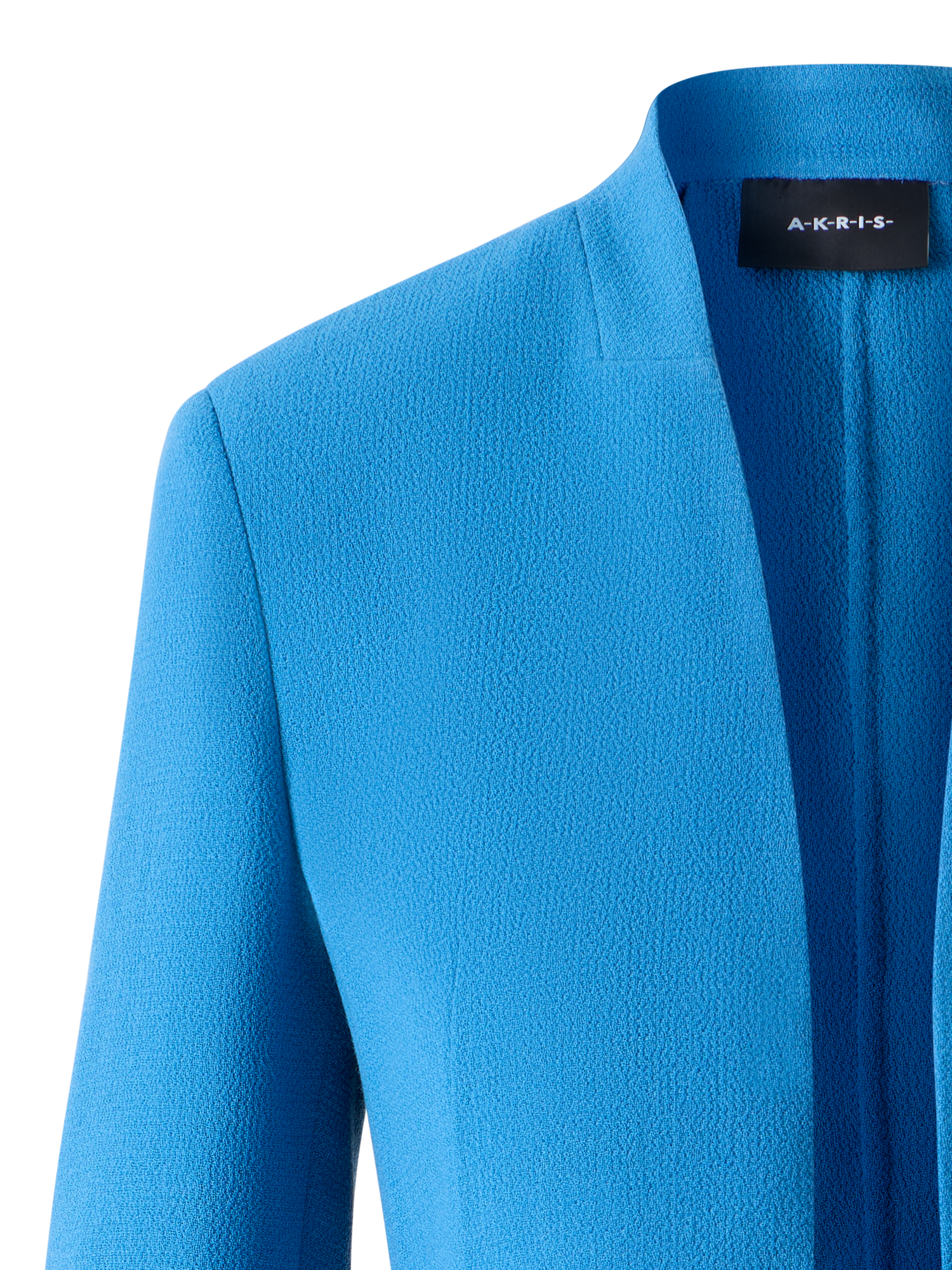 Designer Kurze Jacke aus Woll-Crêpe Doubleface - Blau