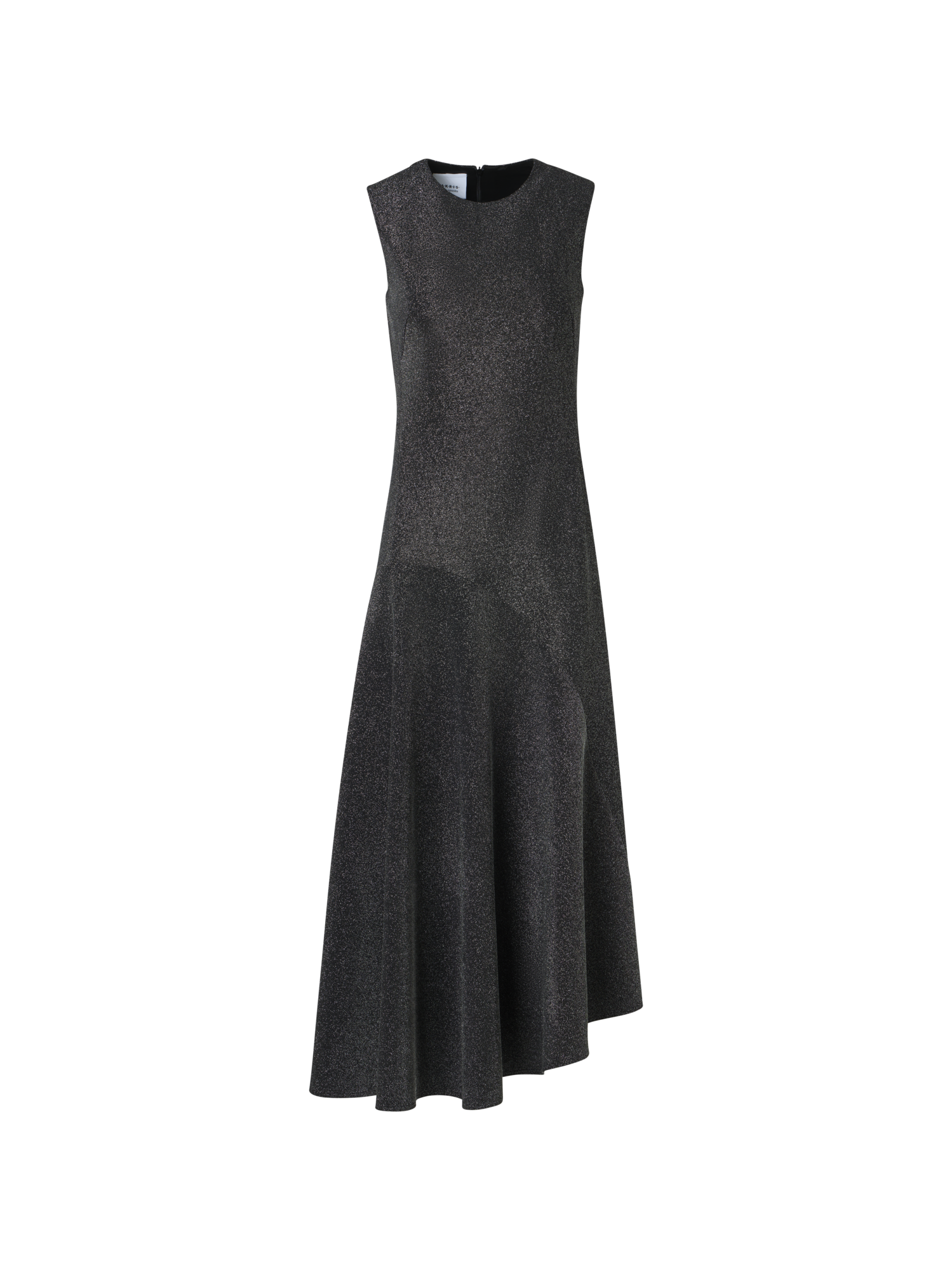 Designer Kleid aus Metallic-Jersey mit Taschentuchsaum - Silber