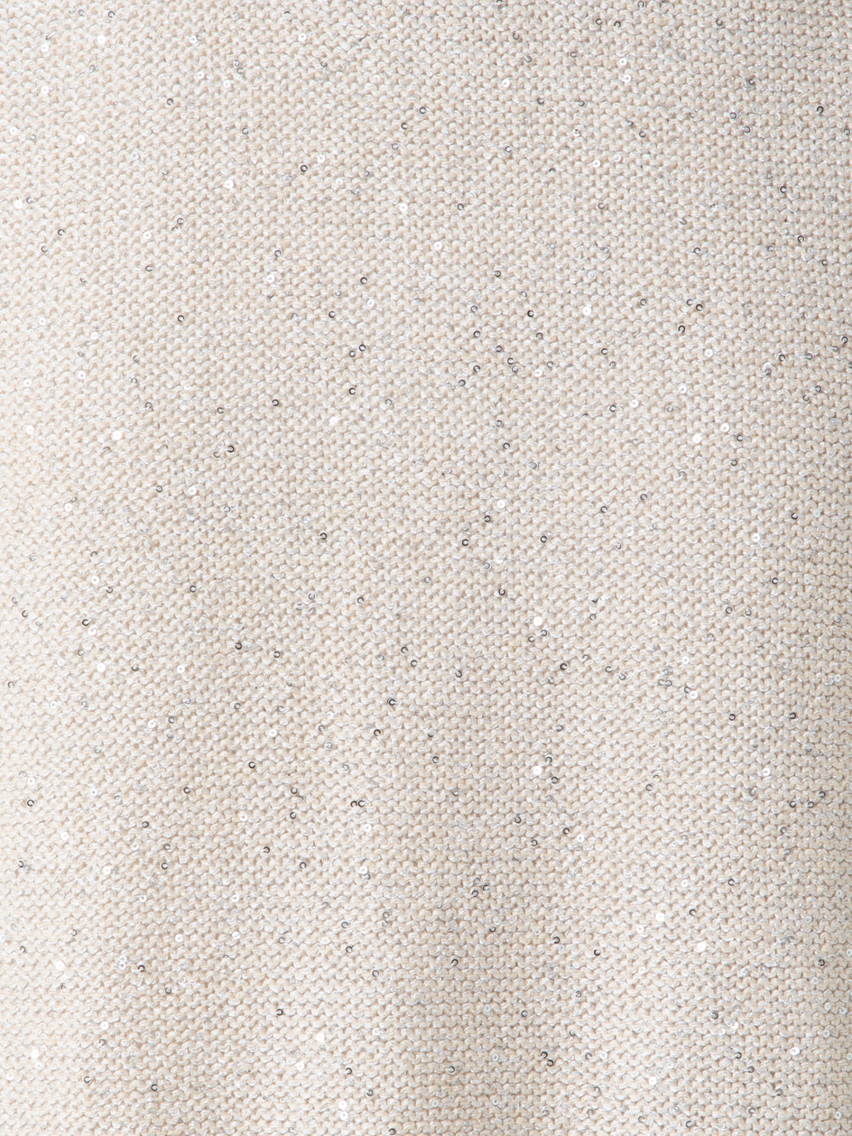 Designer Leinen-Baumwoll-Strick-Top mit Mikro-Pailletten - Beige