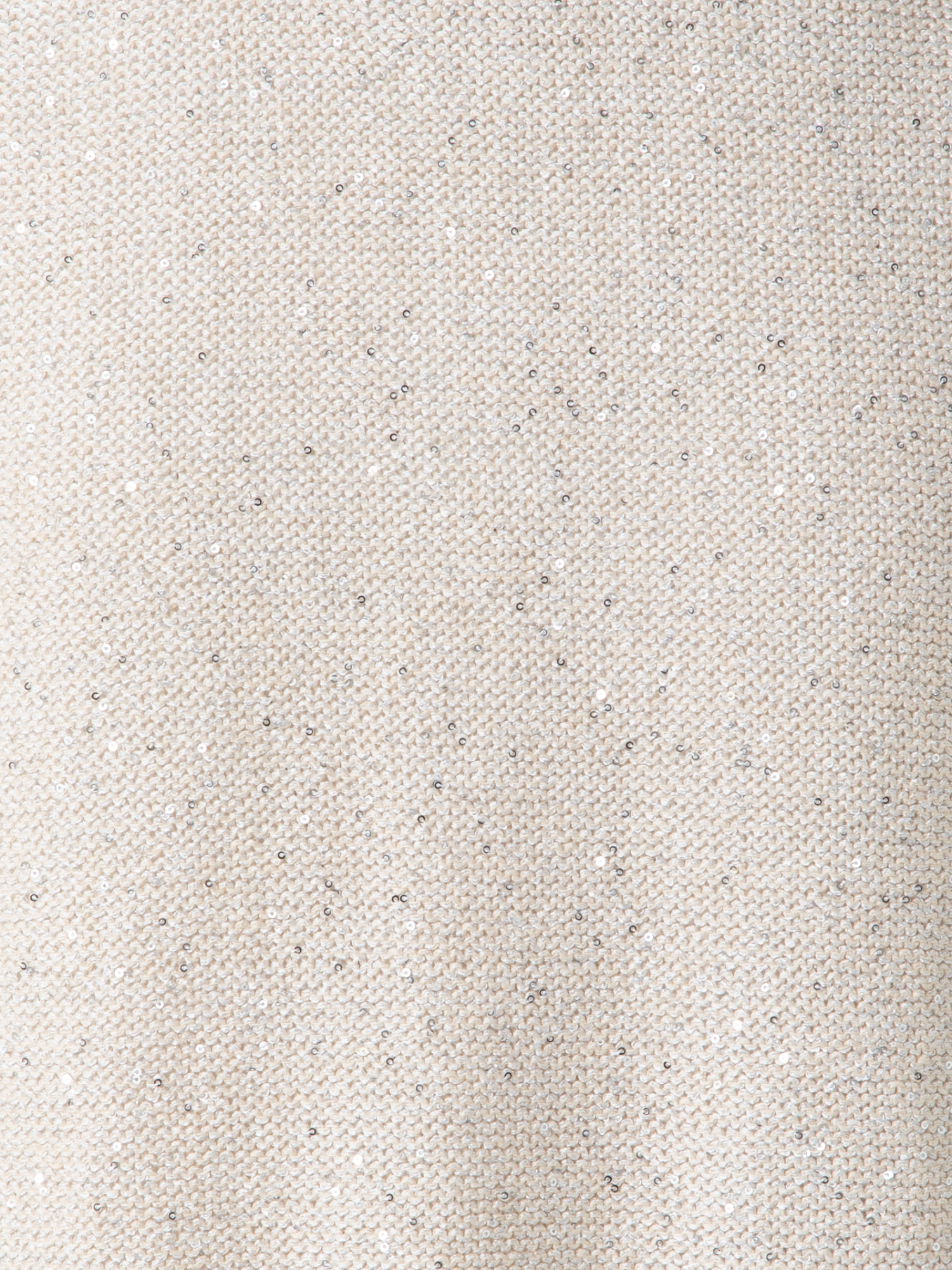 Designer Leinen-Baumwoll-Strick-Top mit Mikro-Pailletten - Beige