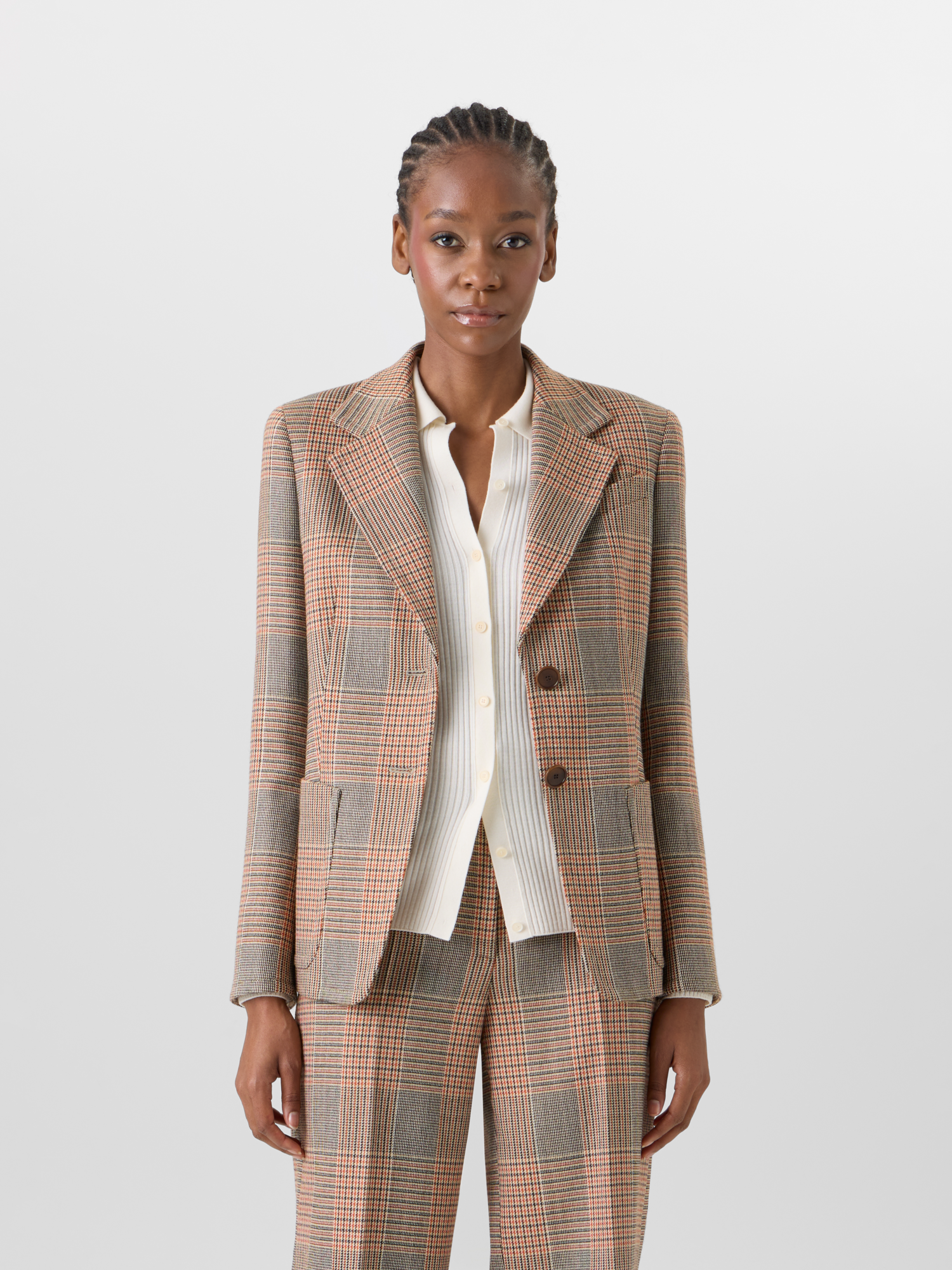 Designer Langärmelige Jacke aus Glencheck auf schwerem Woll-Twill - Bunt 