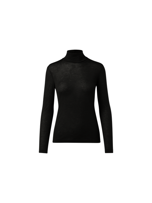 Designer Rollkragenpullover aus Kaschmir-Seiden-Jersey - Schwarz
