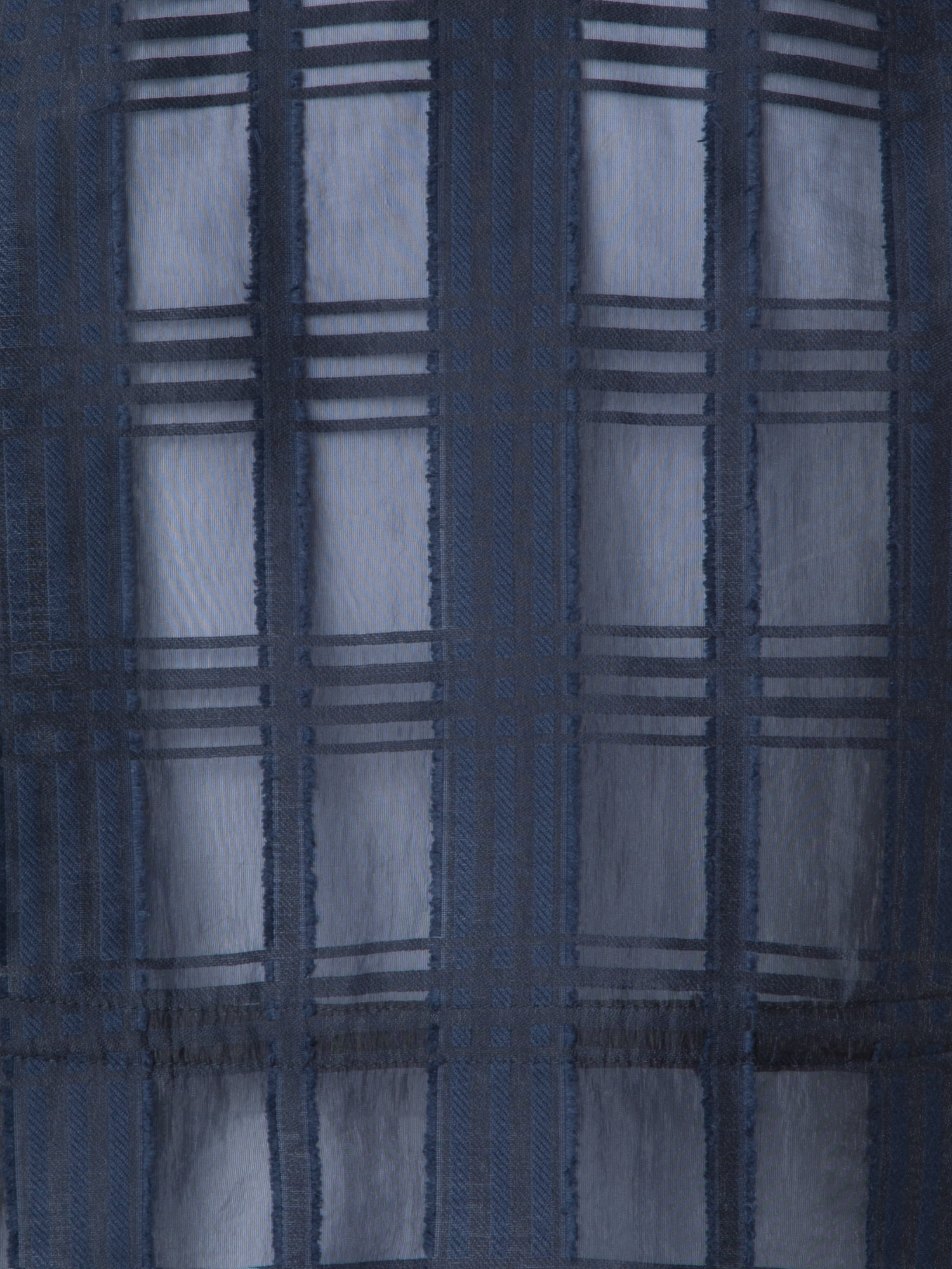 Designer Kurze Jacke aus transparentem Organdy-Karo - Dunkelblau - Blau