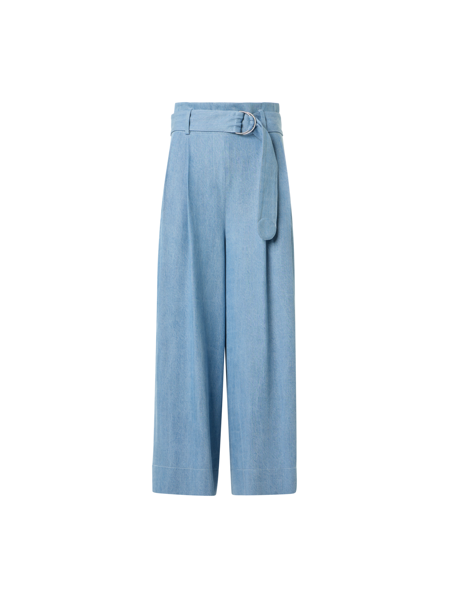 Designer Fiorella plissierte Denim-Culotte mit weitem Bein - Blau