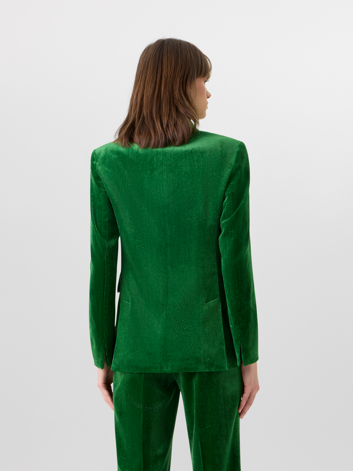 Designer Jacke aus fliessendem Cord - Grün 