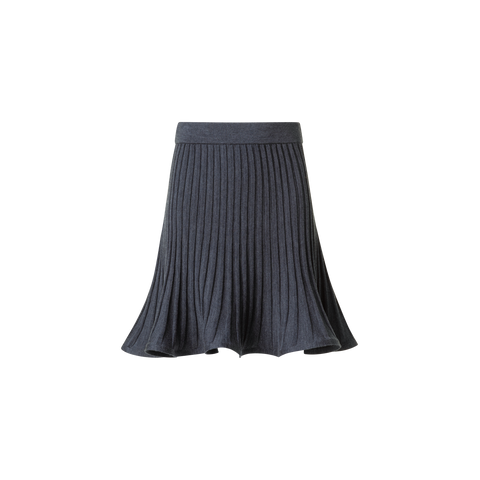 Flared Merino Wool Rib Knit Mini Skirt