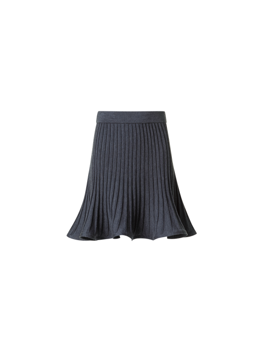 Designer Ausgestellter Merino Ripp Mini-Rock - Grau