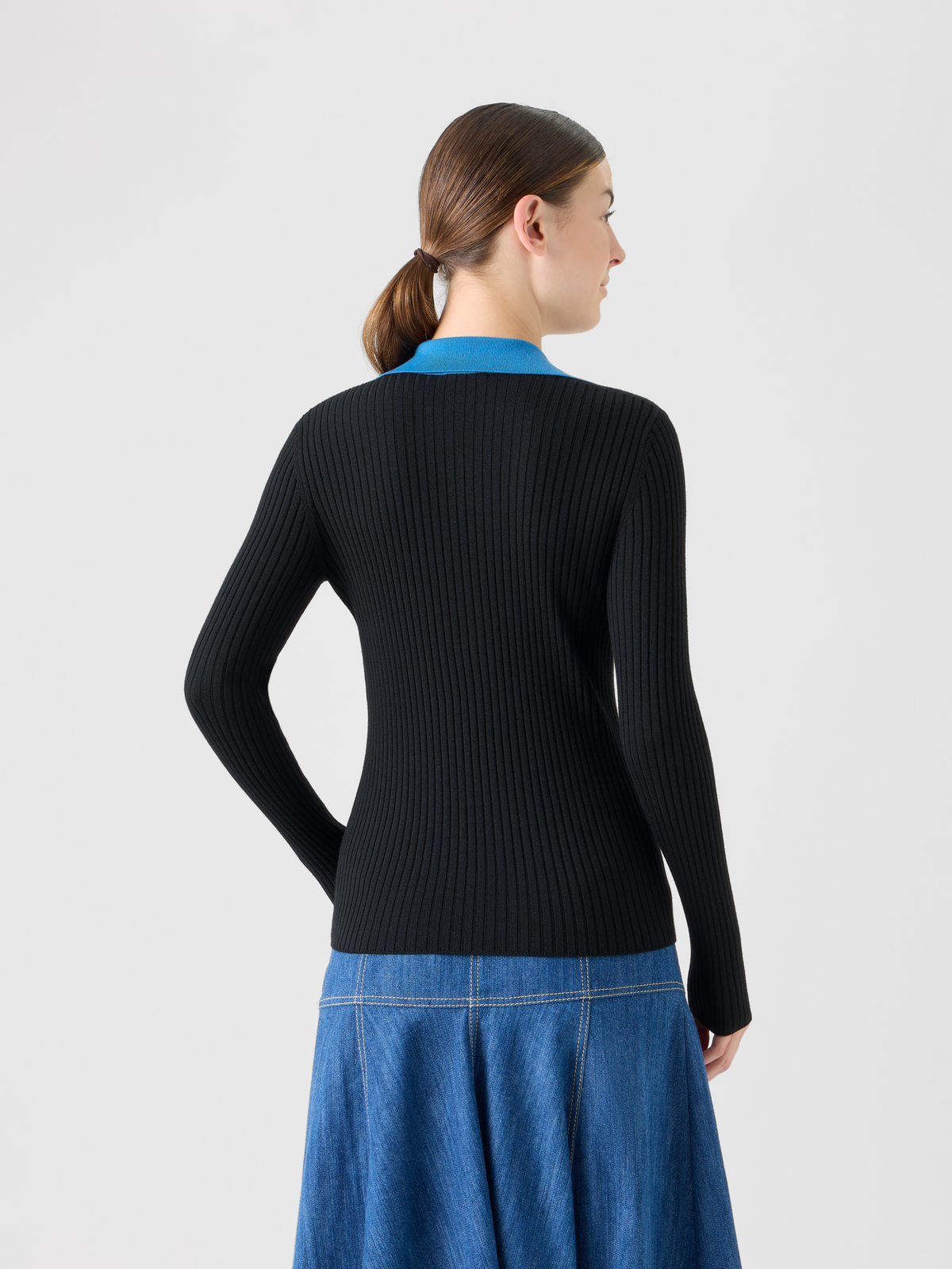 Designer Gerippter Polopullover aus Merinowolle - Schwarz #editorial