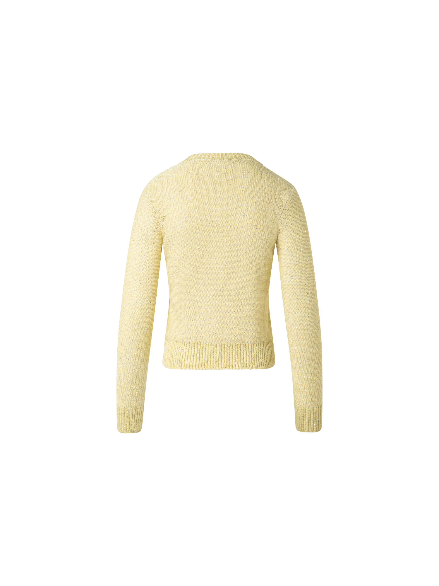 Designer Leinen-Baumwoll-Pullover mit Mikro-Pailletten - Gelb