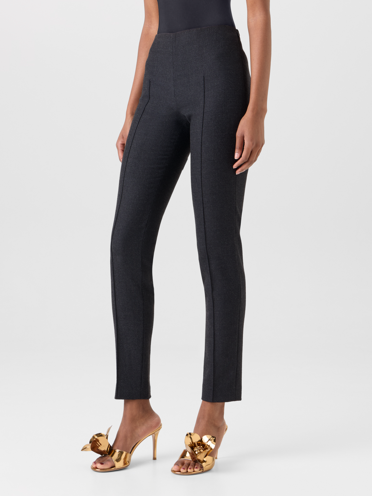 Designer Schmale Hose aus Wollflanell - Grau 
