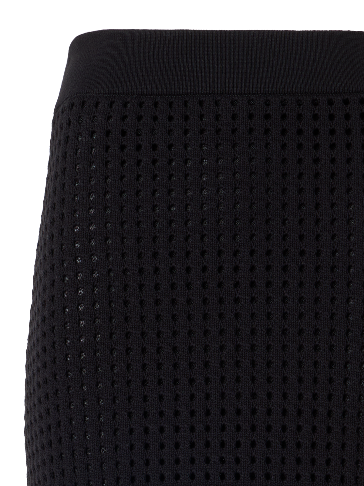 Designer Taillierter Strick-Tube-Rock aus grobem Baumwoll-Mesh - Schwarz