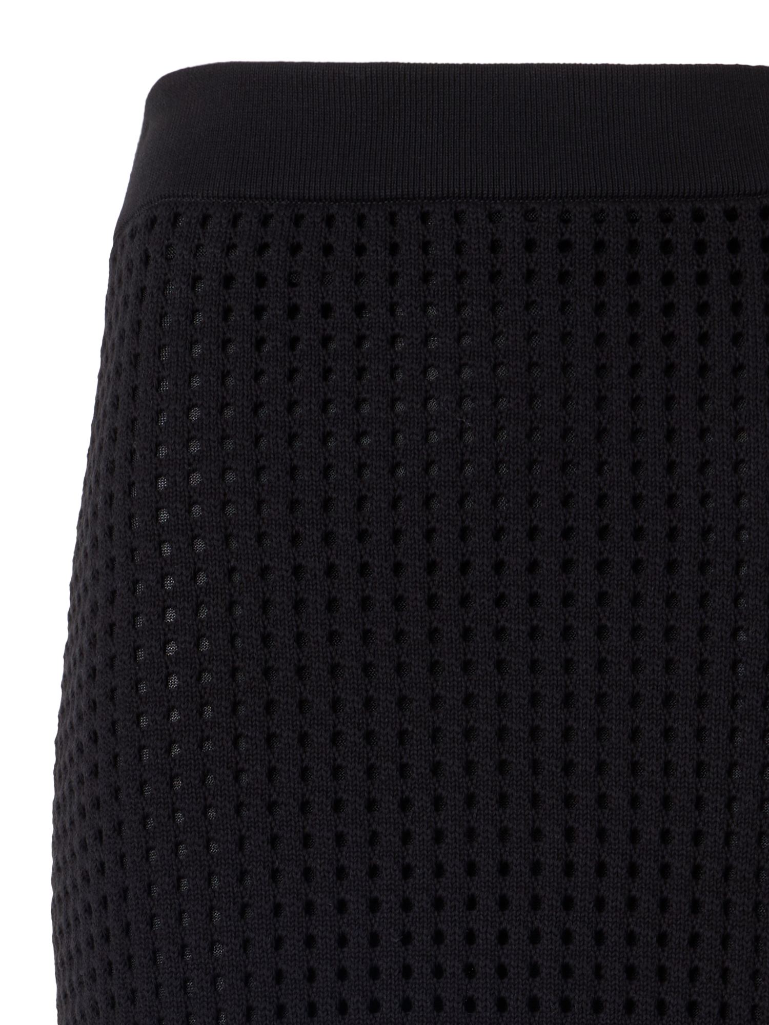 Designer Taillierter Strick-Tube-Rock aus grobem Baumwoll-Mesh - Schwarz