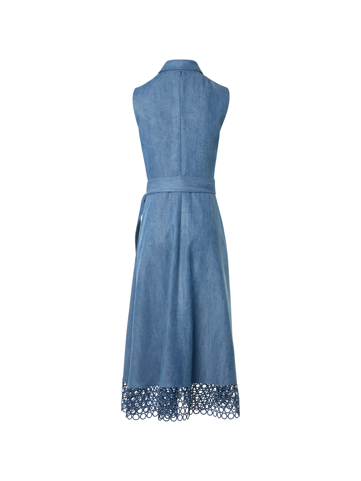 Designer Denim-Hemdblusenkleid mit Ösen-Guipure - Blau