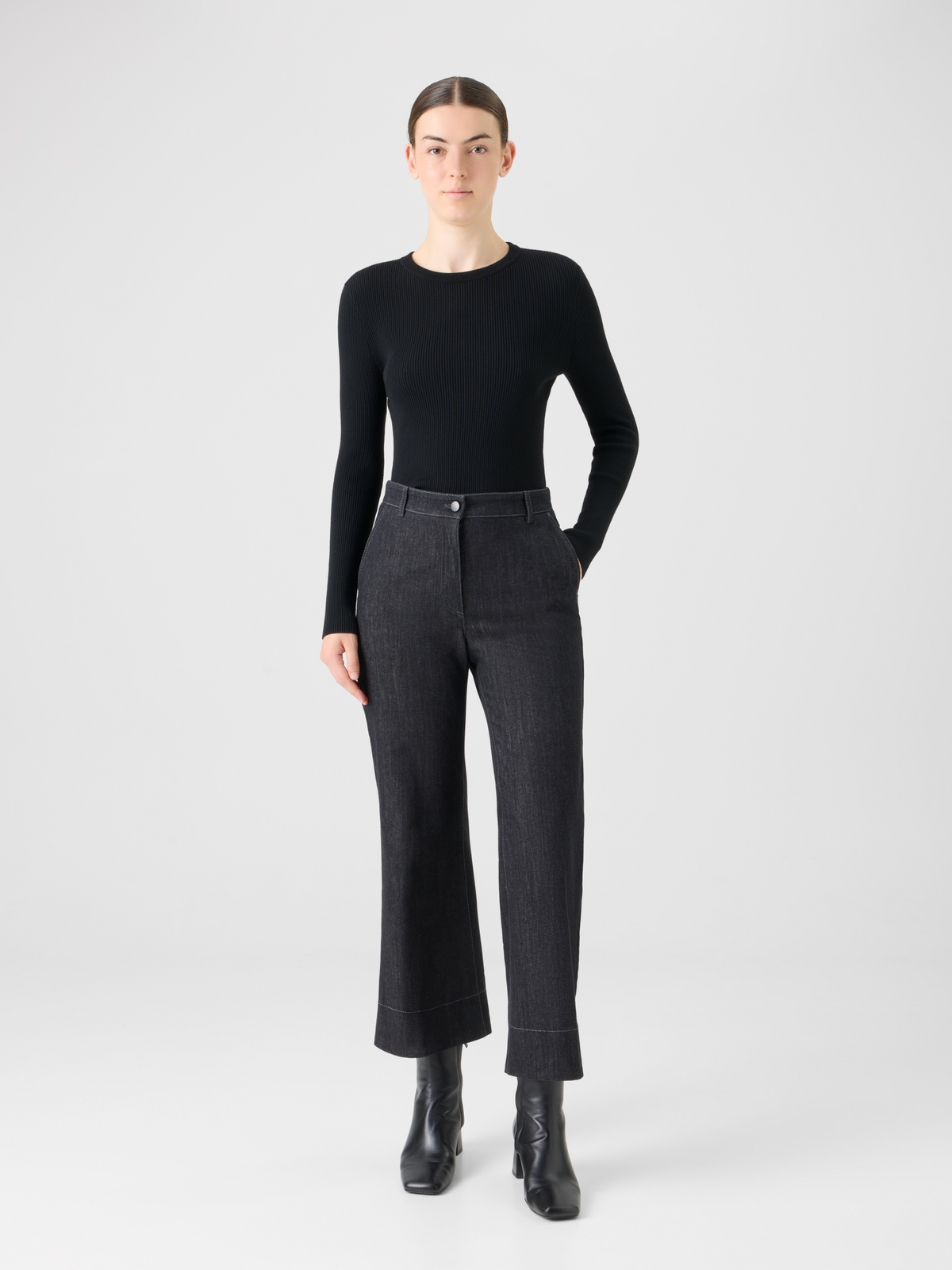 Designer Bootcut-Jeanshose aus Baumwolle - Schwarz #editorial