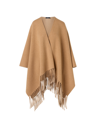 Designer Strickcape aus Kaschmir-Doubleface - Braun