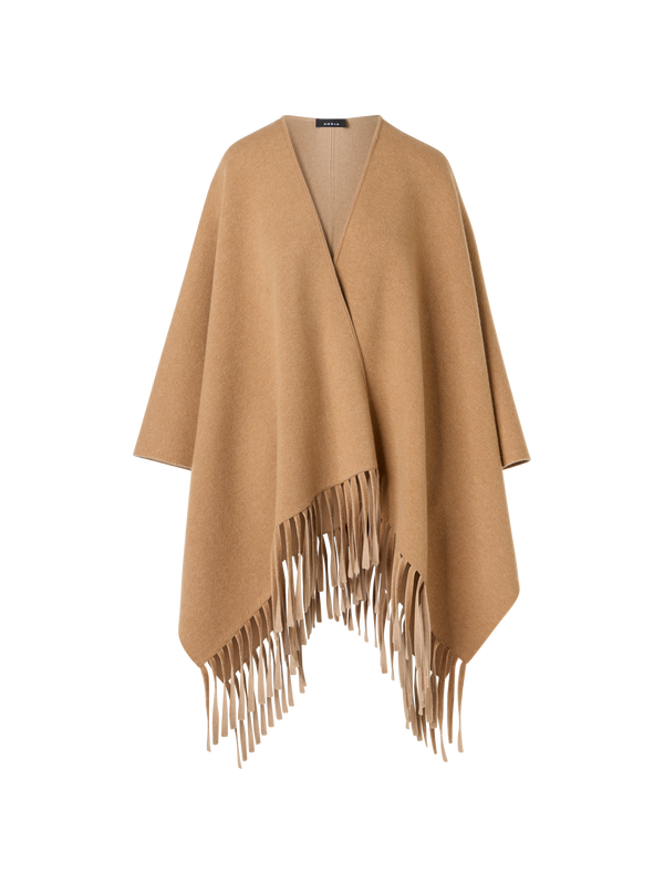 Designer Strickcape aus Kaschmir-Doubleface - Braun