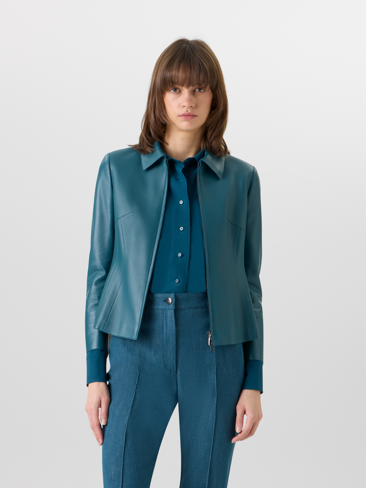 Designer Hecate Jacke aus Lammnappaleder - Grün #editorial