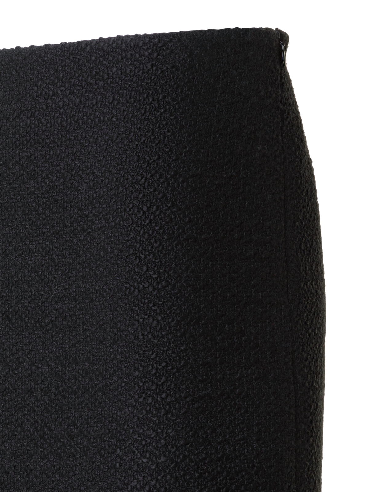 Designer Tweed Bouclé Fransen Saum Minirock - Schwarz