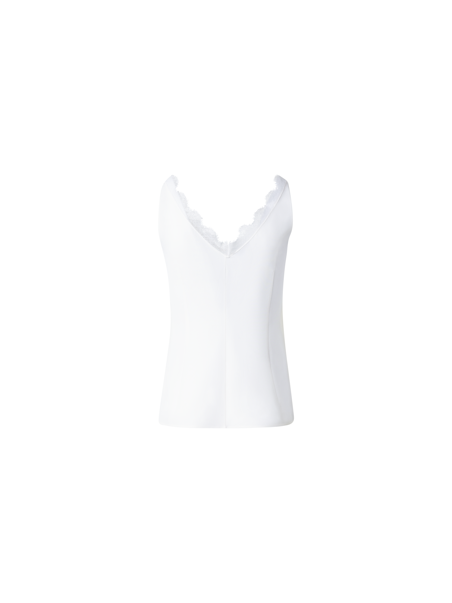 Designer Seidentop mit V-Ausschnitt und Spitze - Ecru - Weiss