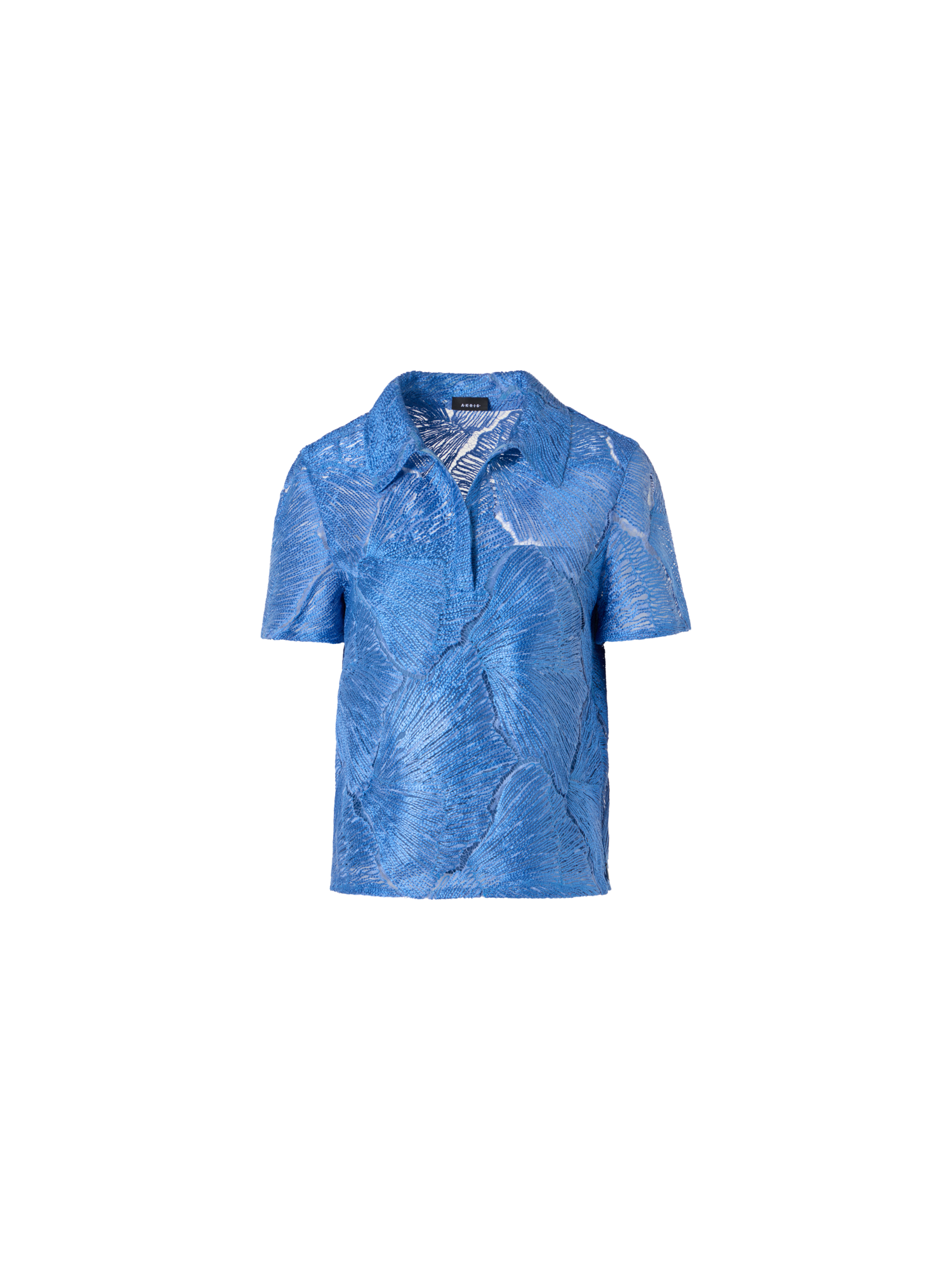 Designer Polobluse aus lackierter Fächerspitze - Blau