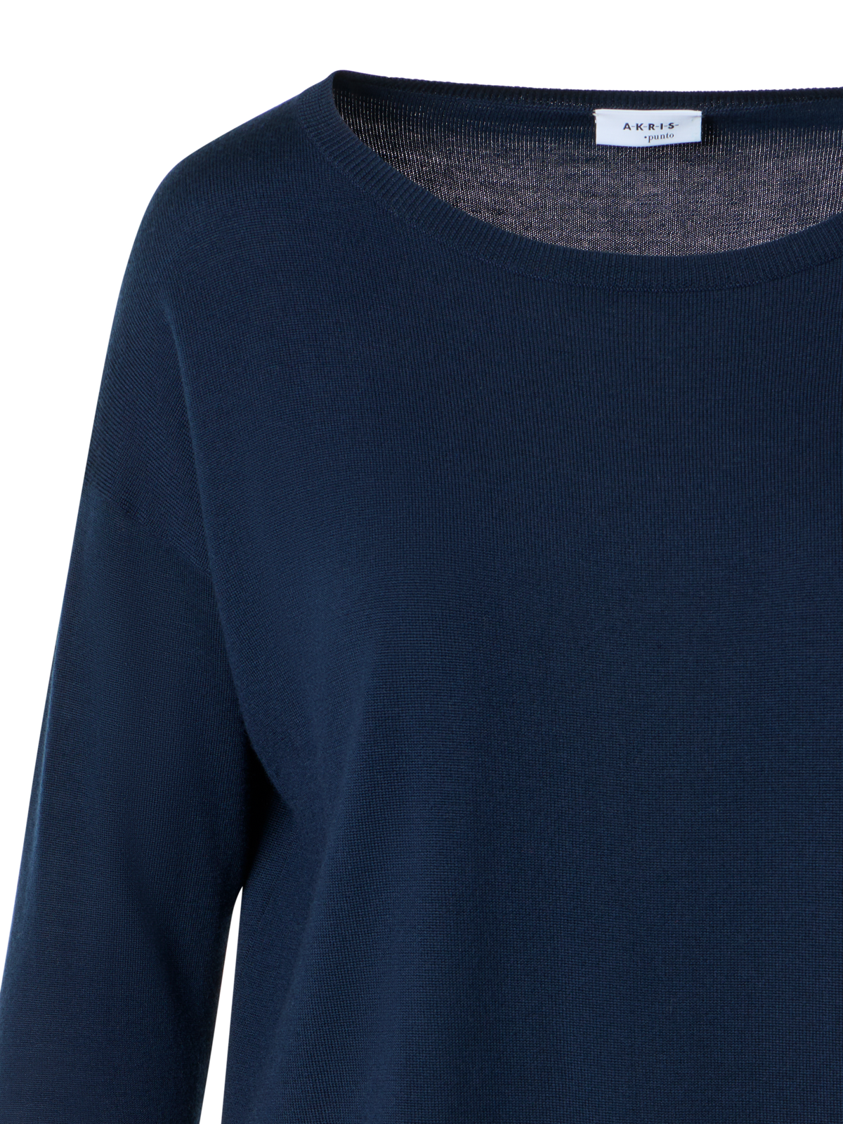 Designer Feiner Merinowolle-Signature-Strickpullover - Dunkelblau - Blau