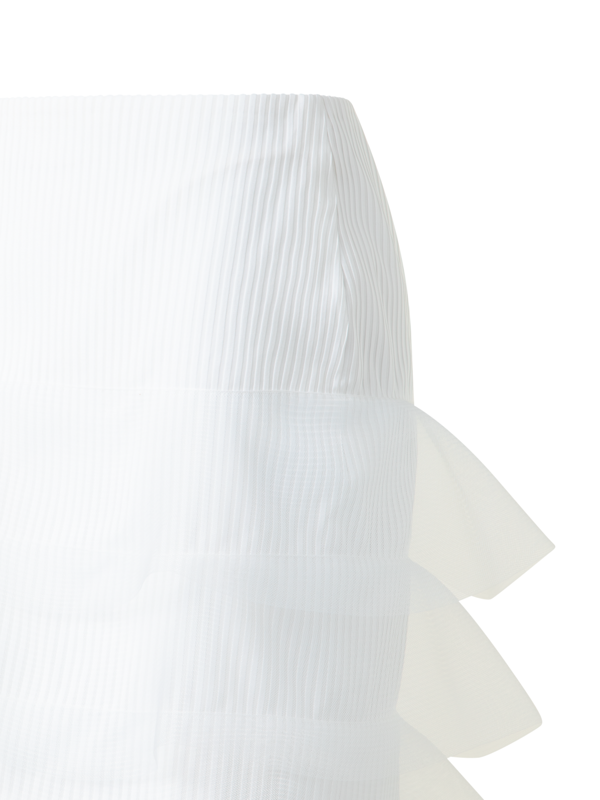 Designer Kurzer Bleistiftrock mit Tüll-Wellen - Weiss