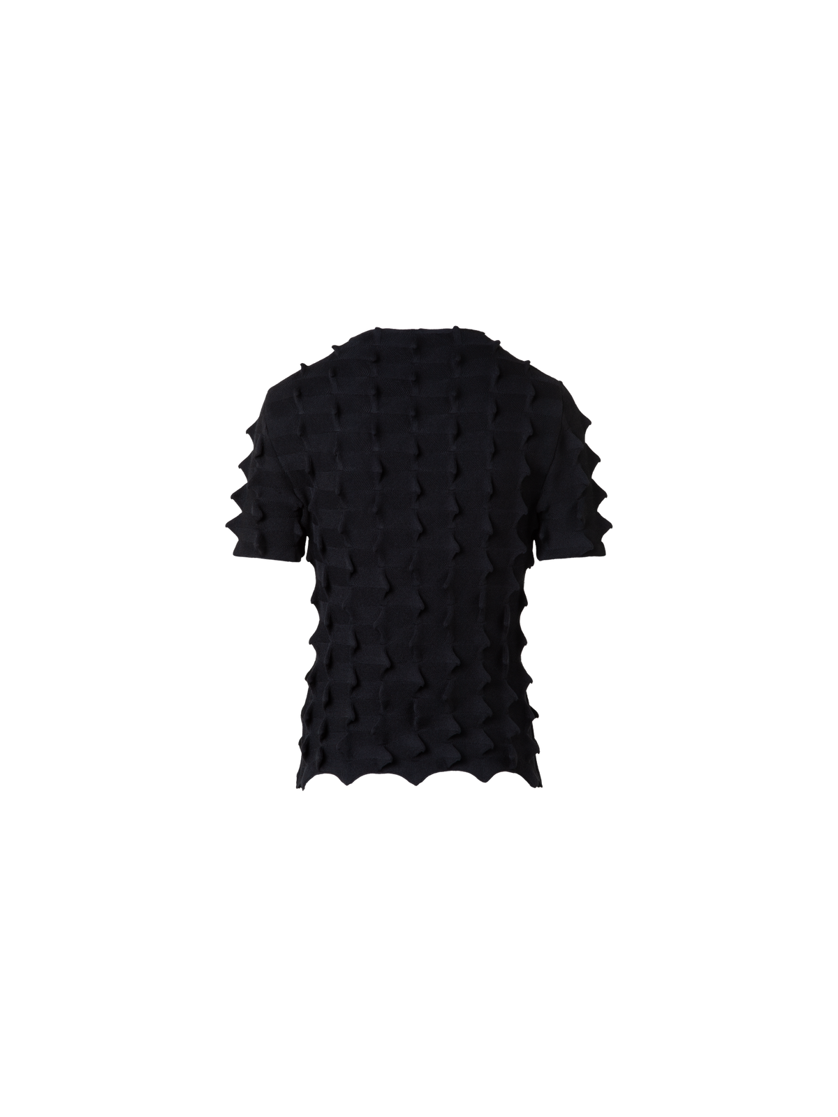 Designer Kurzarmpullover mit 3D Segel-Optik - Schwarz