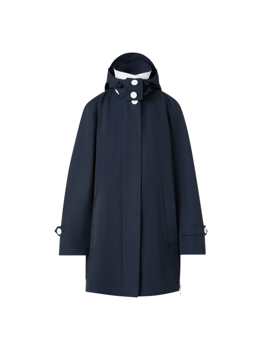 Designer Wasserabweisender Parka mit abnehmbarer Kapuze - Dunkelblau - Blau
