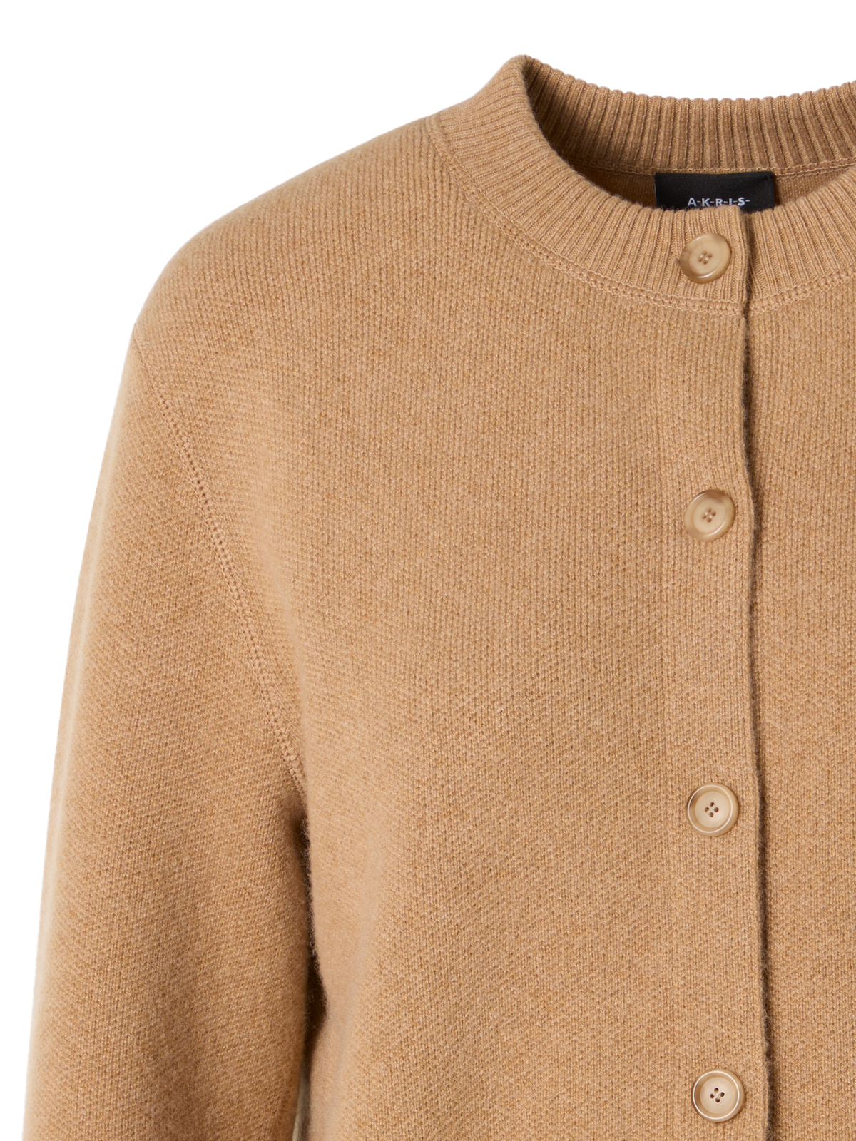 Designer Langärmelige Strickjacke aus Kaschmir-Piqué - Braun
