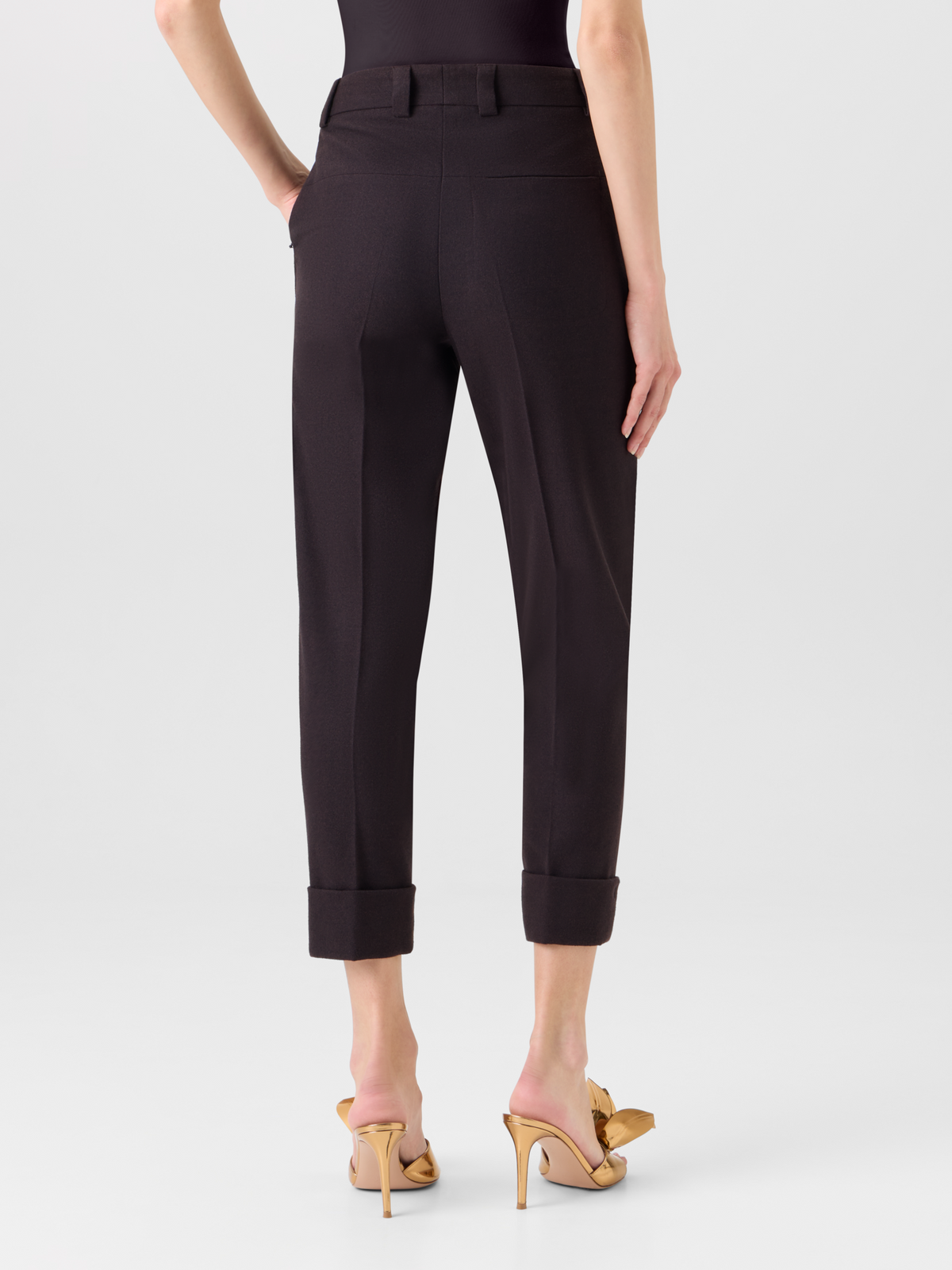 Designer Tapered Flanellhose mit Umschlag 