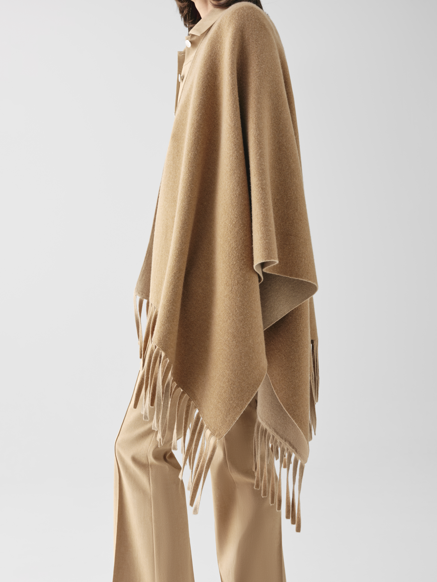 Designer Strickcape aus Kaschmir-Doubleface - Braun 