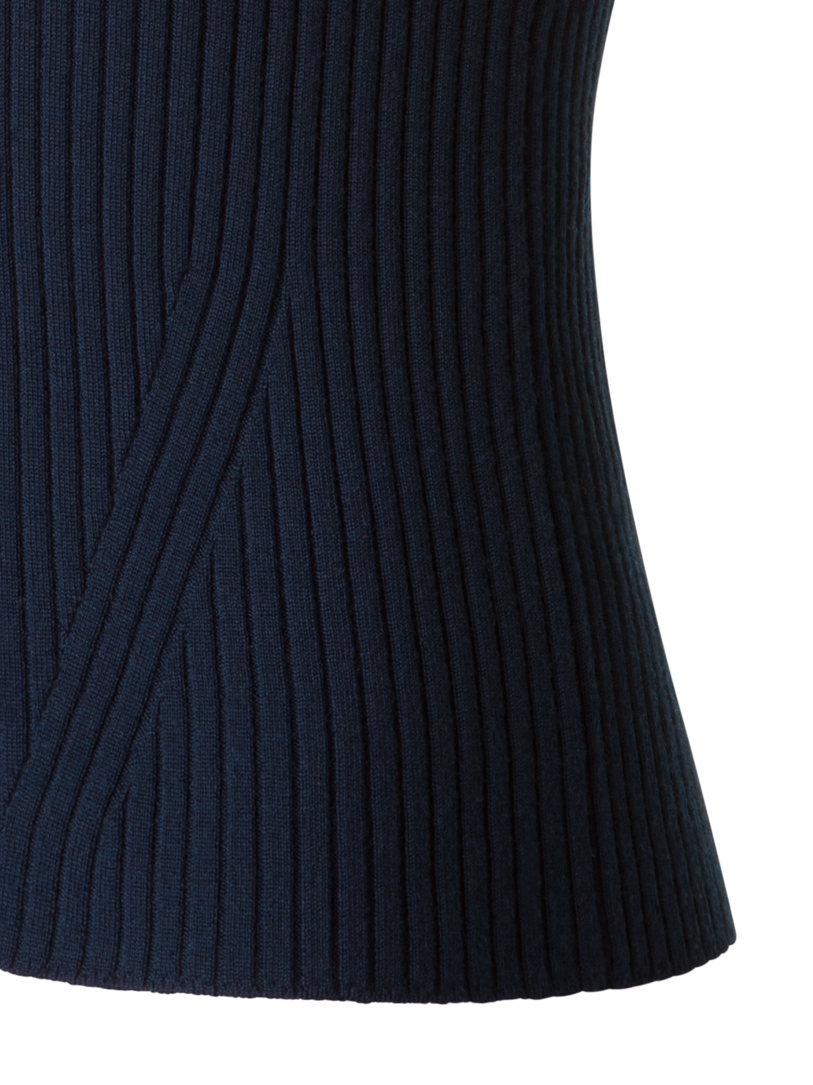 Designer Kurzarmpullover aus Merinowolle - Dunkelblau - Blau