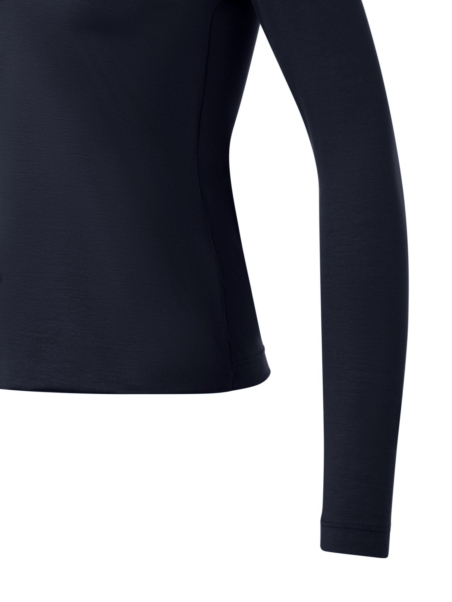 Designer Bluse aus Baumwoll-Stretch-Jersey mit V-Ausschnitt - Dunkelblau