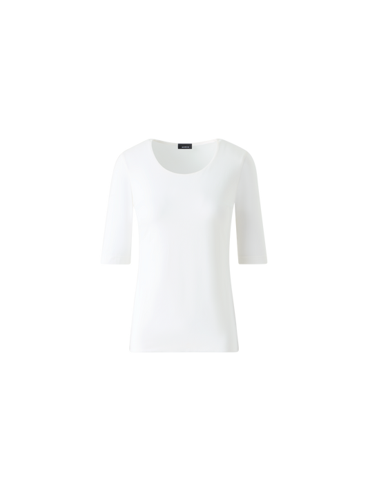Designer T-Shirt aus Baumwoll-Jersey  - Weiss