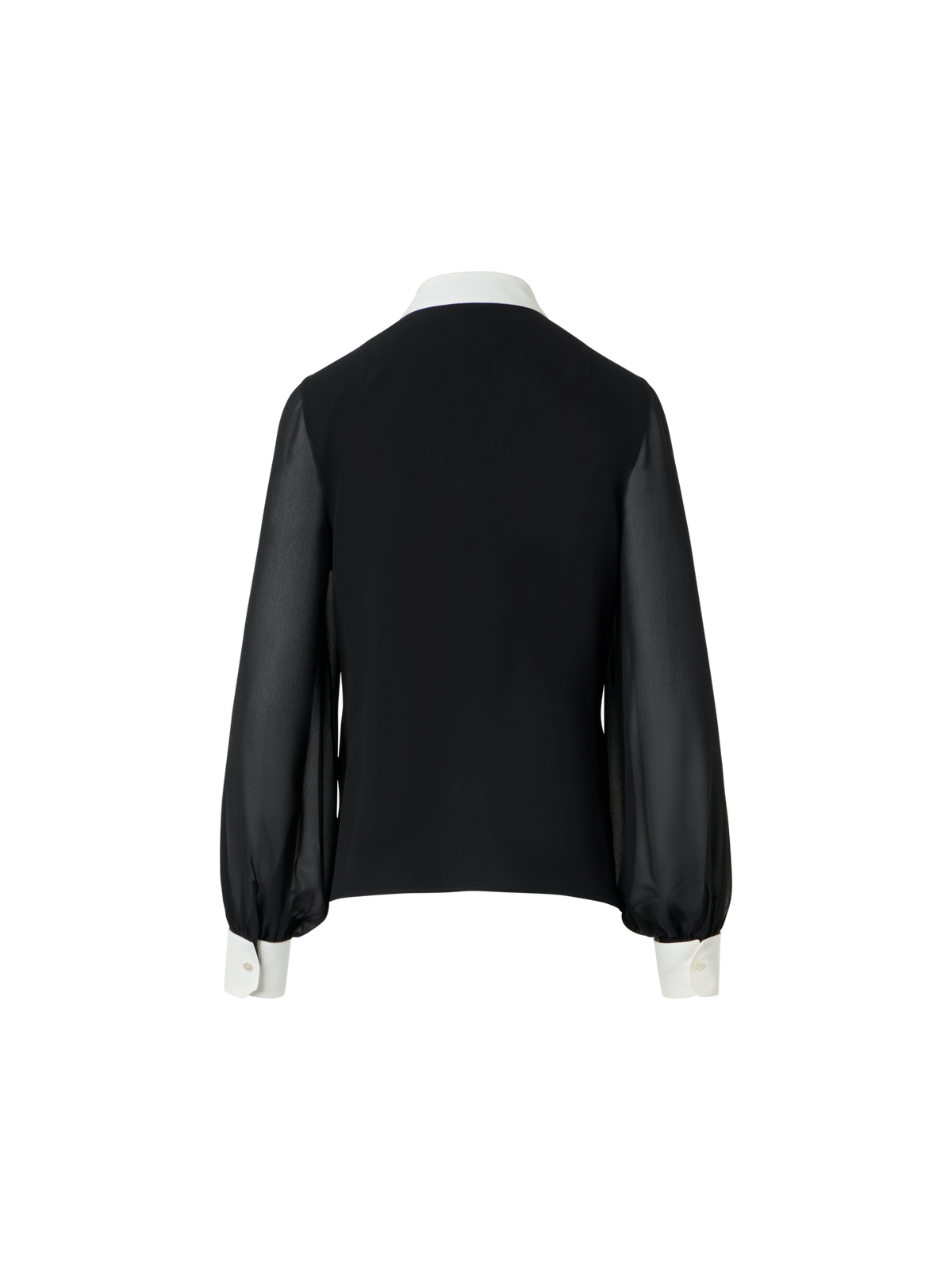 Designer Seidenbluse mit abnehmbaren Manschetten - Schwarz