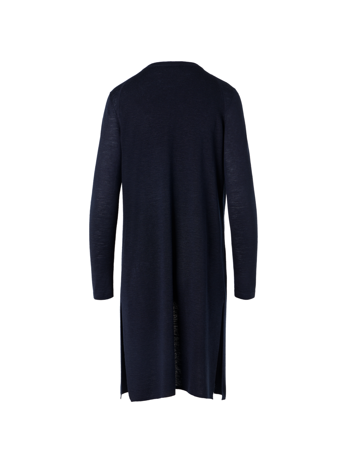 Designer Langärmeliger Strickmantel aus Leinen-Seide - Dunkelblau