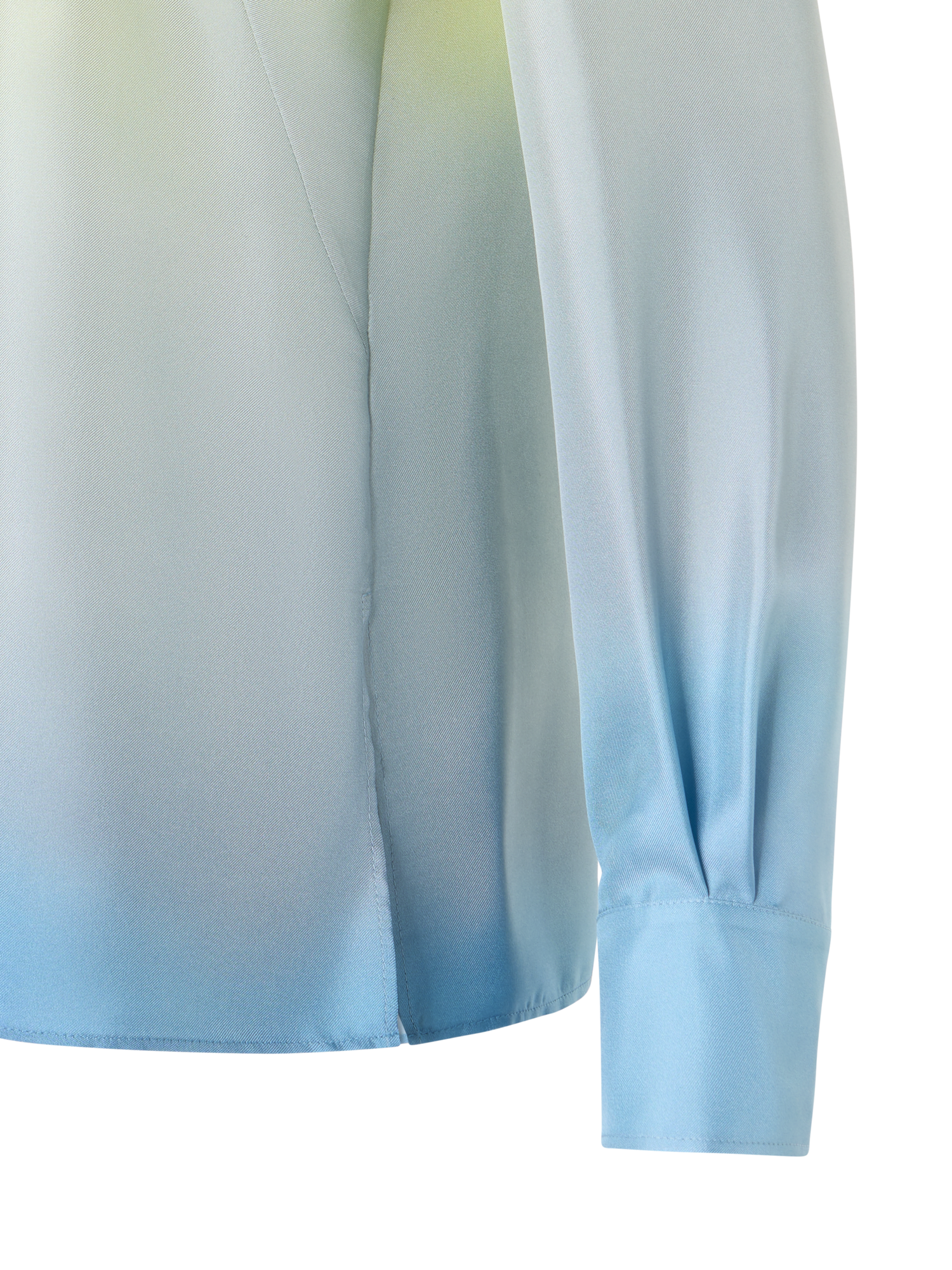 Designer Tunika-Bluse aus Seidentwill mit Sonnenstrahlen-Print - Blau - Bunt