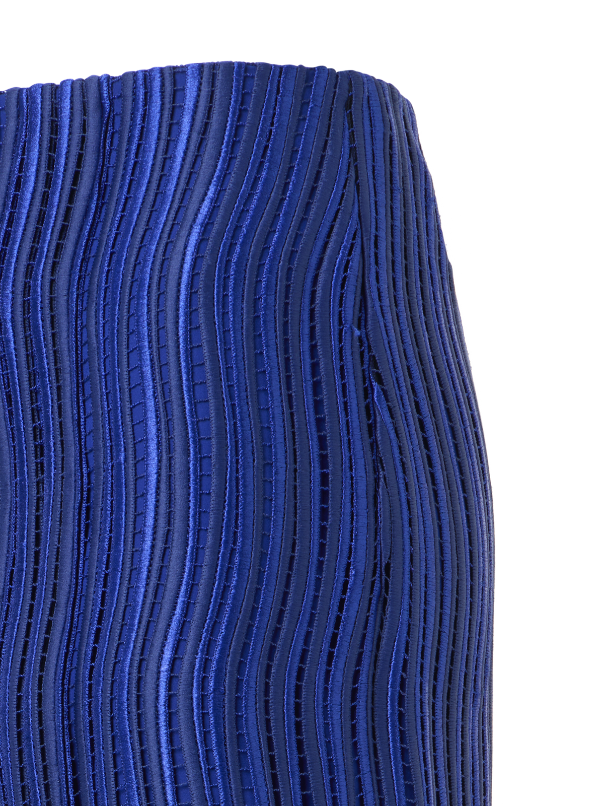 Designer Midi-Bleistiftrock aus Wave-Guipure - Blau