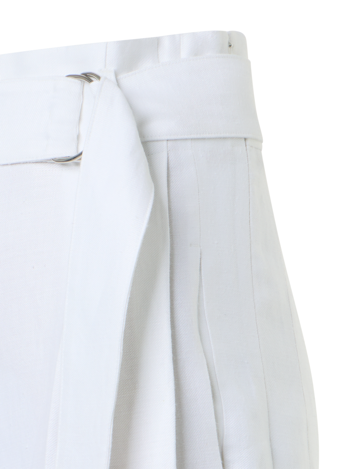 Designer Fiorella plissierte Culotte aus reinem Leinen - Weiss