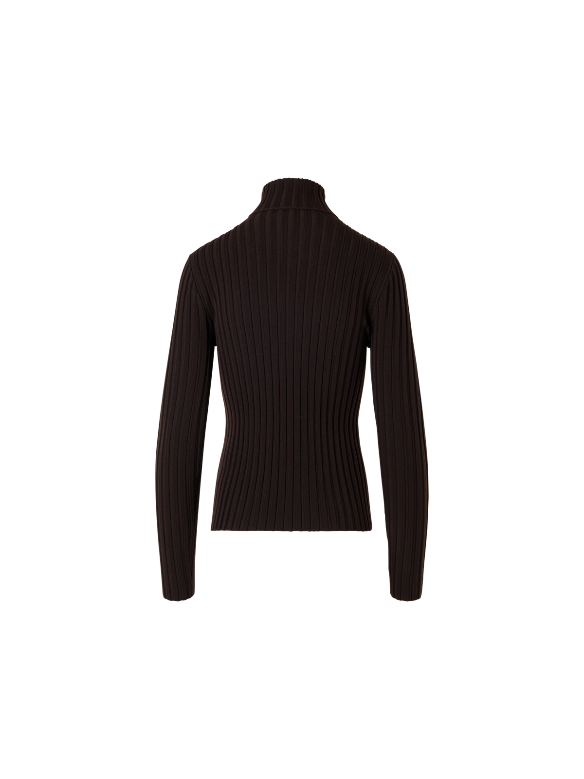 Designer Taillierter Rollkragen aus Merino-Rippstrick - Braun