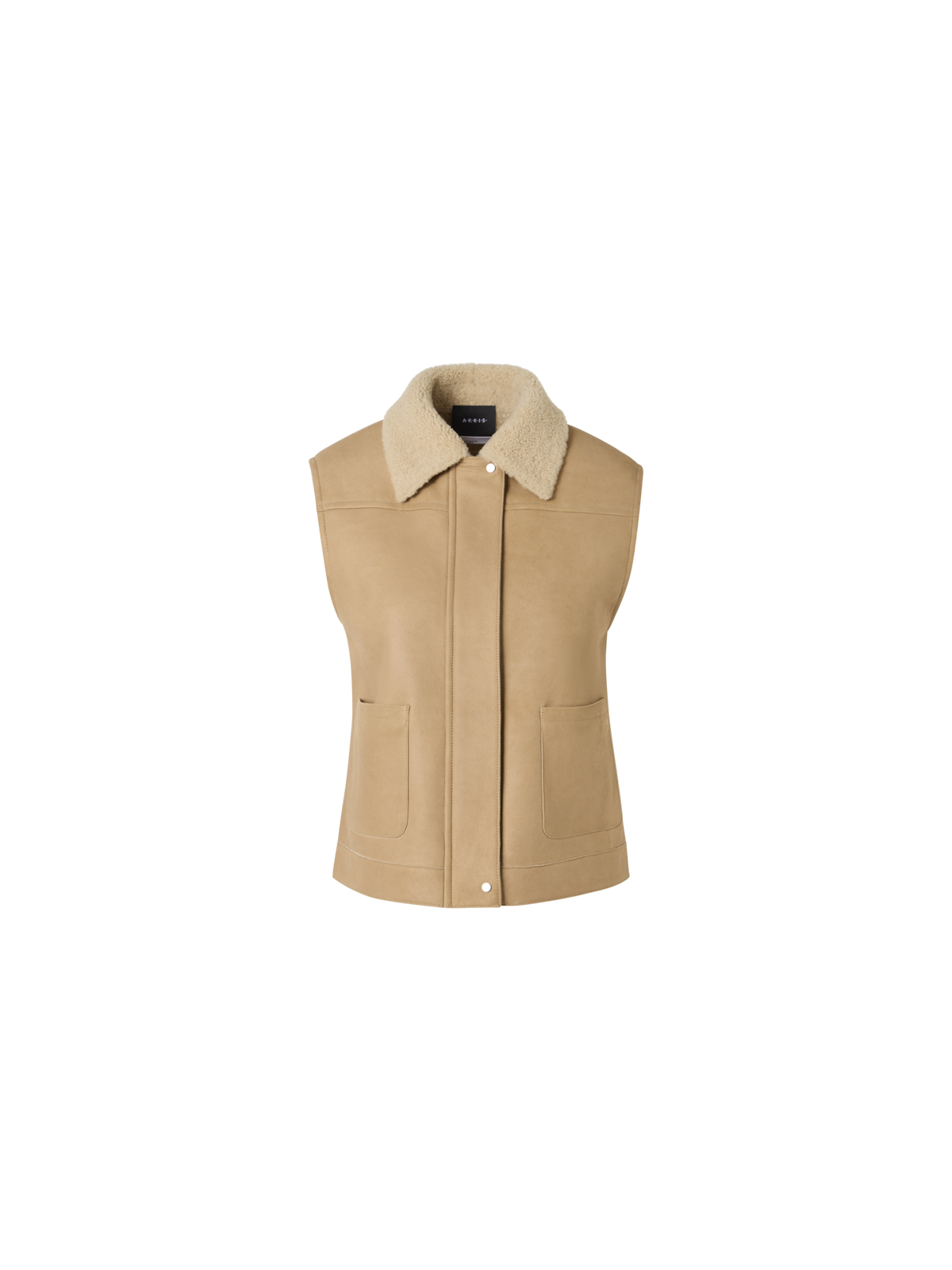 Designer Mika Lammfellweste mit Pelzkragen - Beige
