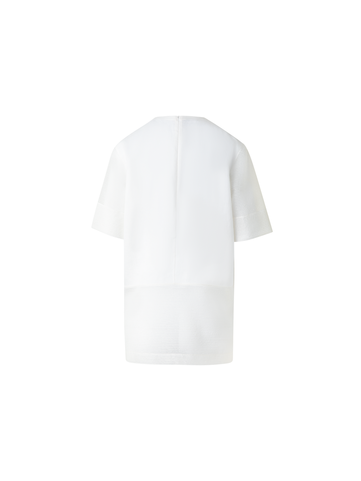 Designer Leinen-Tunika-Bluse mit durchsichtiger Seite - Ecru - Weiss