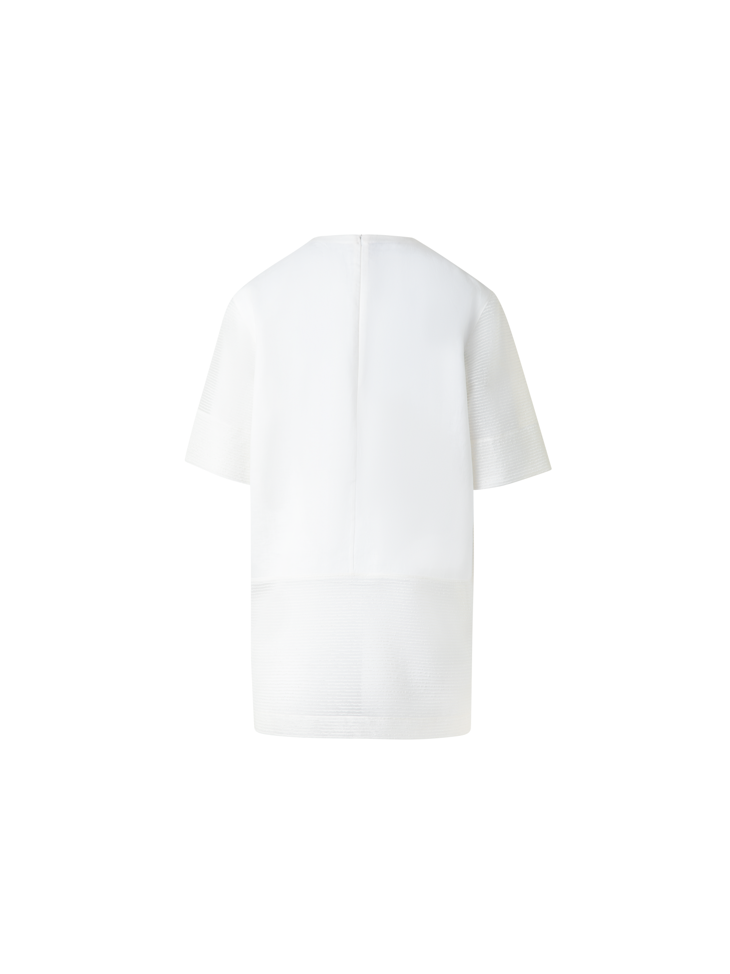 Designer Leinen-Tunika-Bluse mit durchsichtiger Seite - Ecru - Weiss