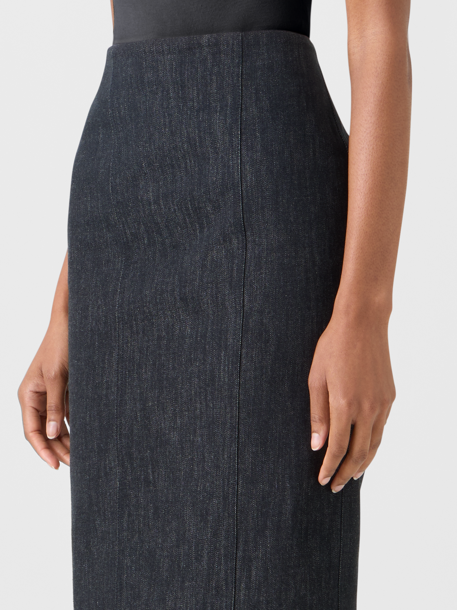 Designer Bleistiftrock aus Denim - Schwarz 