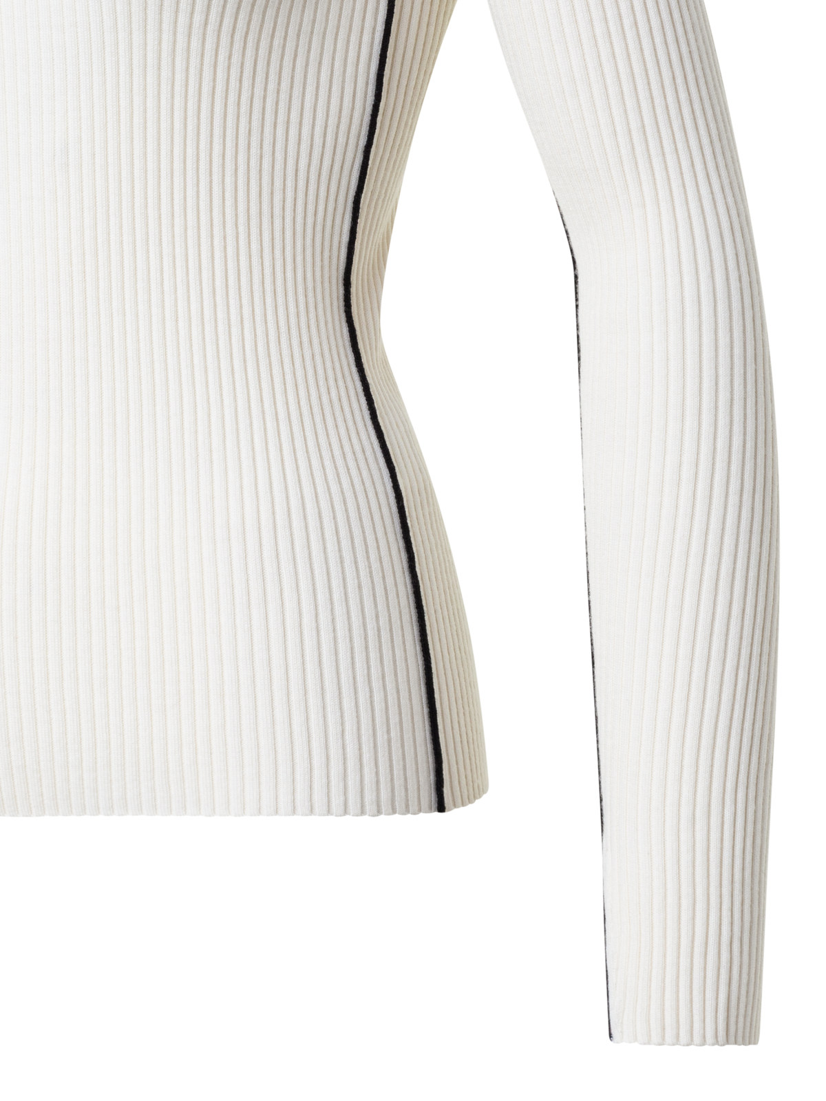 Designer Gerippter Merinopullover mit Kontraststreifen - Bunt - Ecru - Weiss