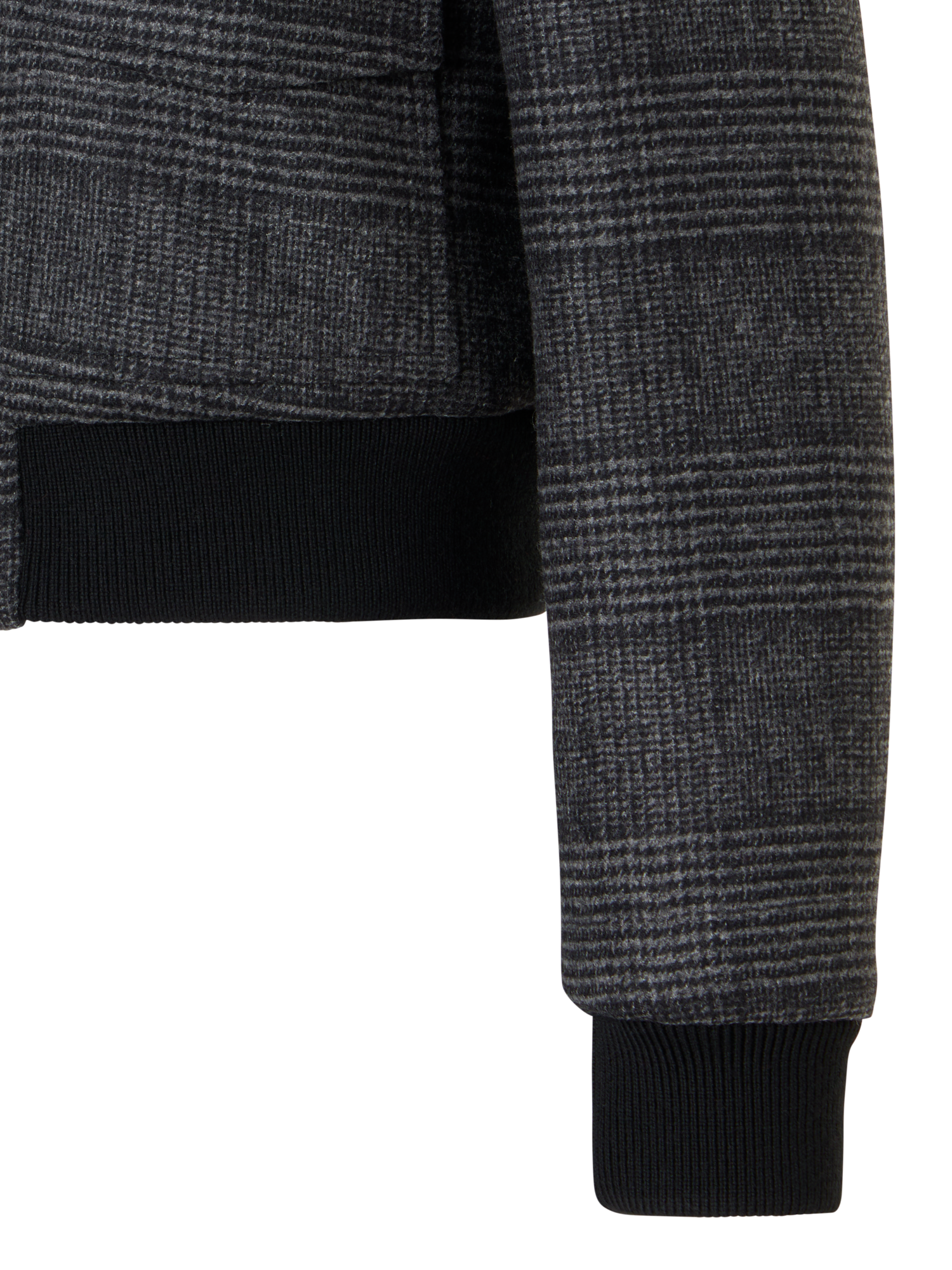 Designer Glencheck-Bomber aus Wolle mit Trapez-Steppung - Schwarz - Bunt - Grau